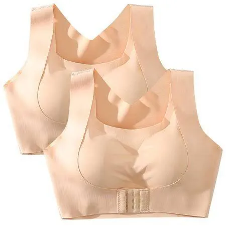 1 Pc Seamless Front Buckle Support Bra - Full Coverage, Wire Free, Back Support, Posture Bra (S207890)