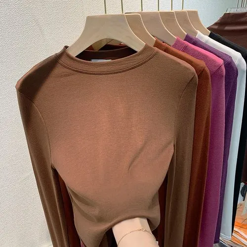 18 Color Fleece Long-sleeved Shirt Women's Autumn And Winter New Fleece-lined Thickened Half-high Collar Base Shirt Women