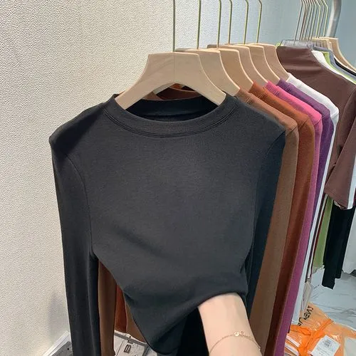 18 Color Fleece Long-sleeved Shirt Women's Autumn And Winter New Fleece-lined Thickened Half-high Collar Base Shirt Women