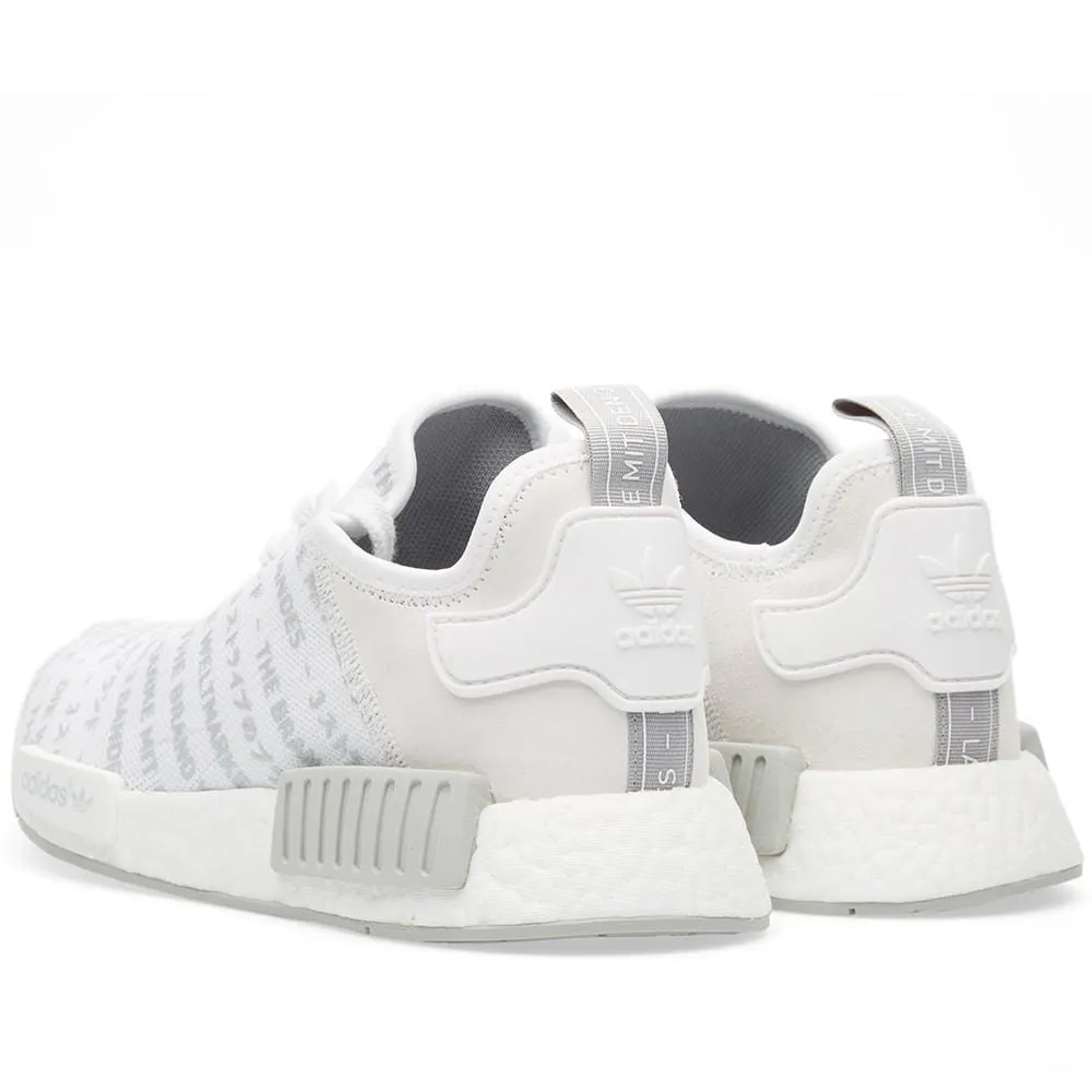 Adidas NMD_R1 White Blackout-Whiteout Shoes.