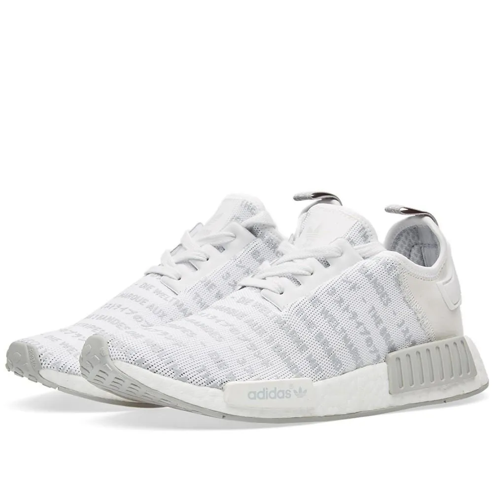 Adidas NMD_R1 White Blackout-Whiteout Shoes.