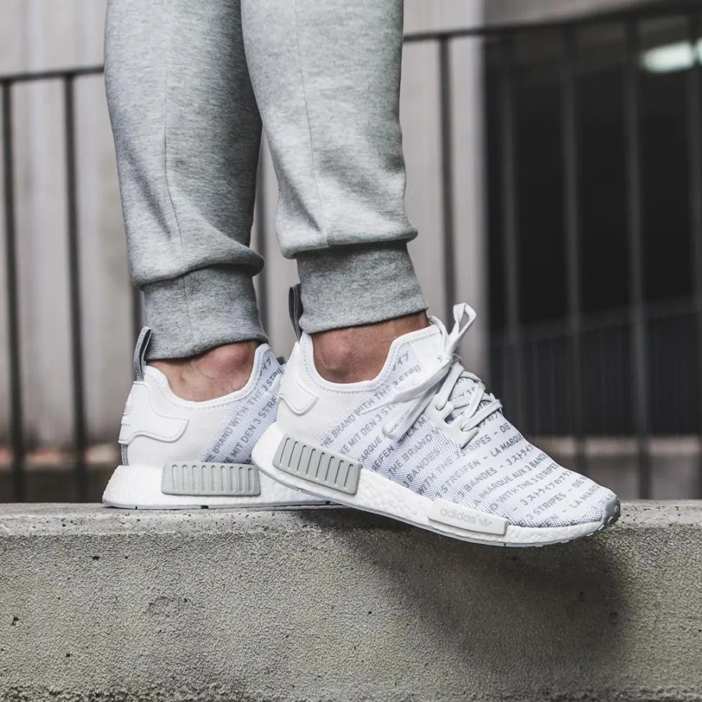 Adidas NMD_R1 White Blackout-Whiteout Shoes.