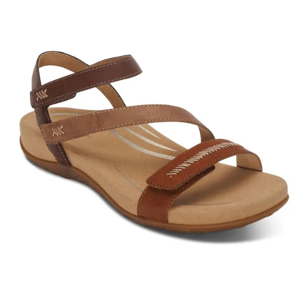 Aetrex Gabby Quarter Strap Sandal Cognac