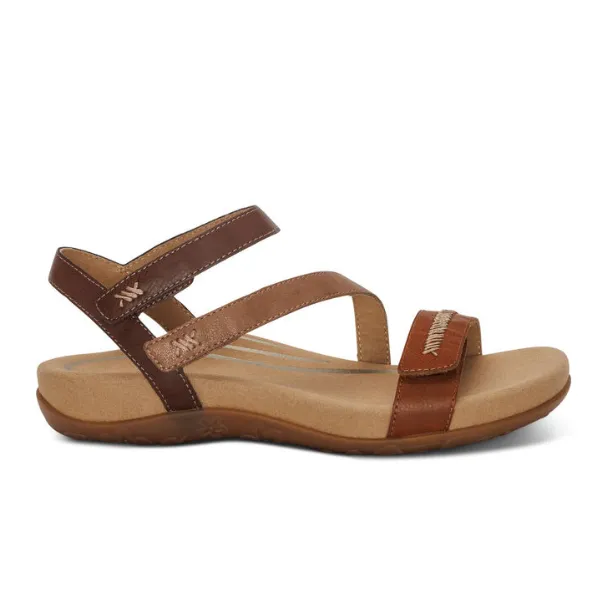 Aetrex Gabby Quarter Strap Sandal Cognac