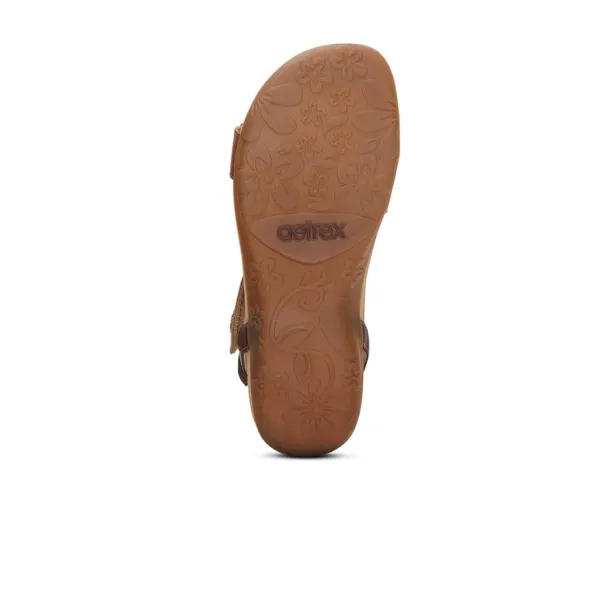 Aetrex Gabby Quarter Strap Sandal Cognac