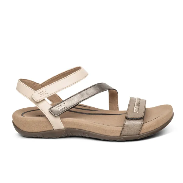 Aetrex Women's Gabby Sandal Stone - Adjustable Quarter Strap