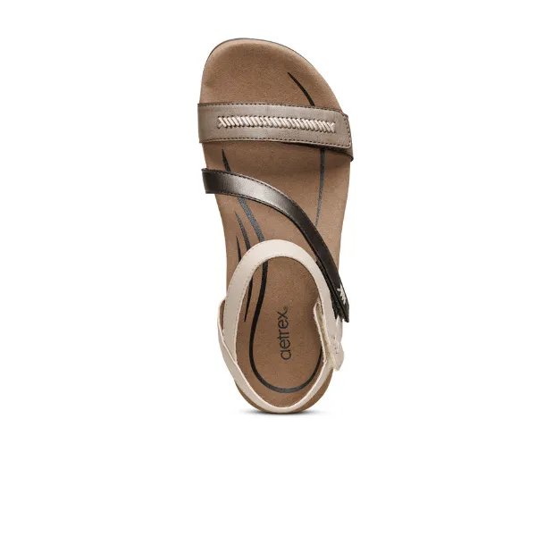 Aetrex Women's Gabby Sandal Stone - Adjustable Quarter Strap