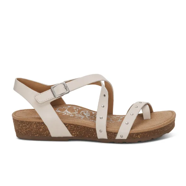 Aetrex Women's Ivory Sandal with Adjustable Cross Band - Lauren