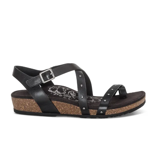 Aetrex Women's Lauren Cross Band Sandal - Black