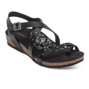 Aetrex Women's Lauren Cross Band Sandal - Black