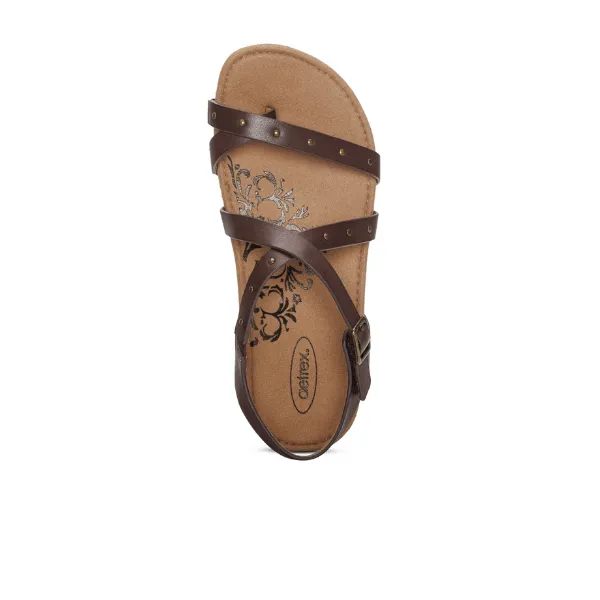 Aetrex Women's Lauren Sandal Coffee - Adjustable Cross Band