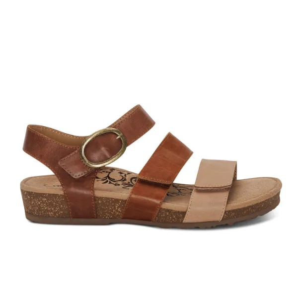 Aetrex Women's Sandal - Lilly Adjustable Quarter Strap in Walnut