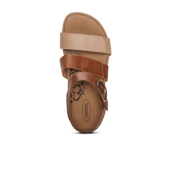 Aetrex Women's Sandal - Lilly Adjustable Quarter Strap in Walnut