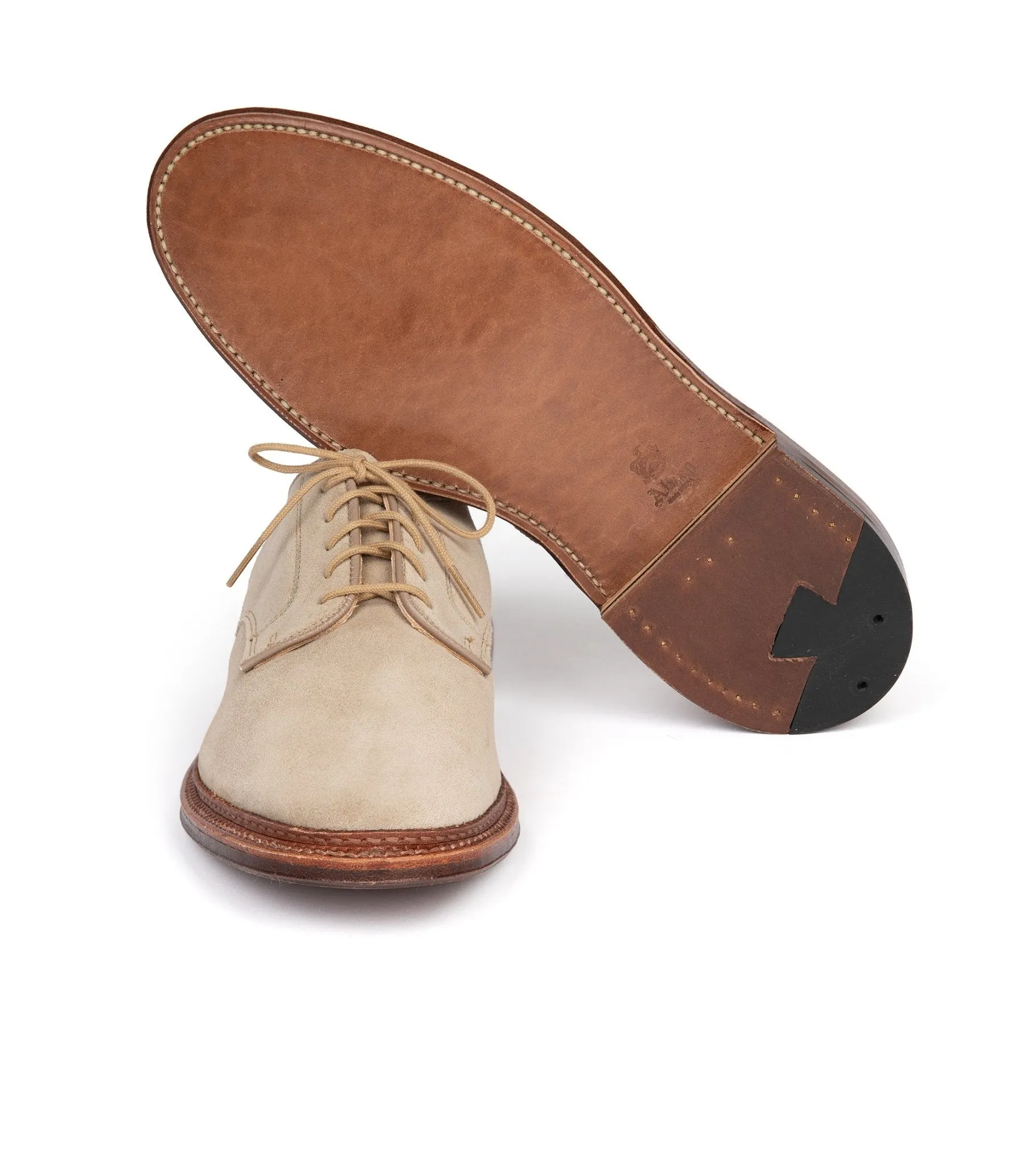 Alden Plain Toe Blucher Shoe: Milkshake 29333F Suede, Unlined.