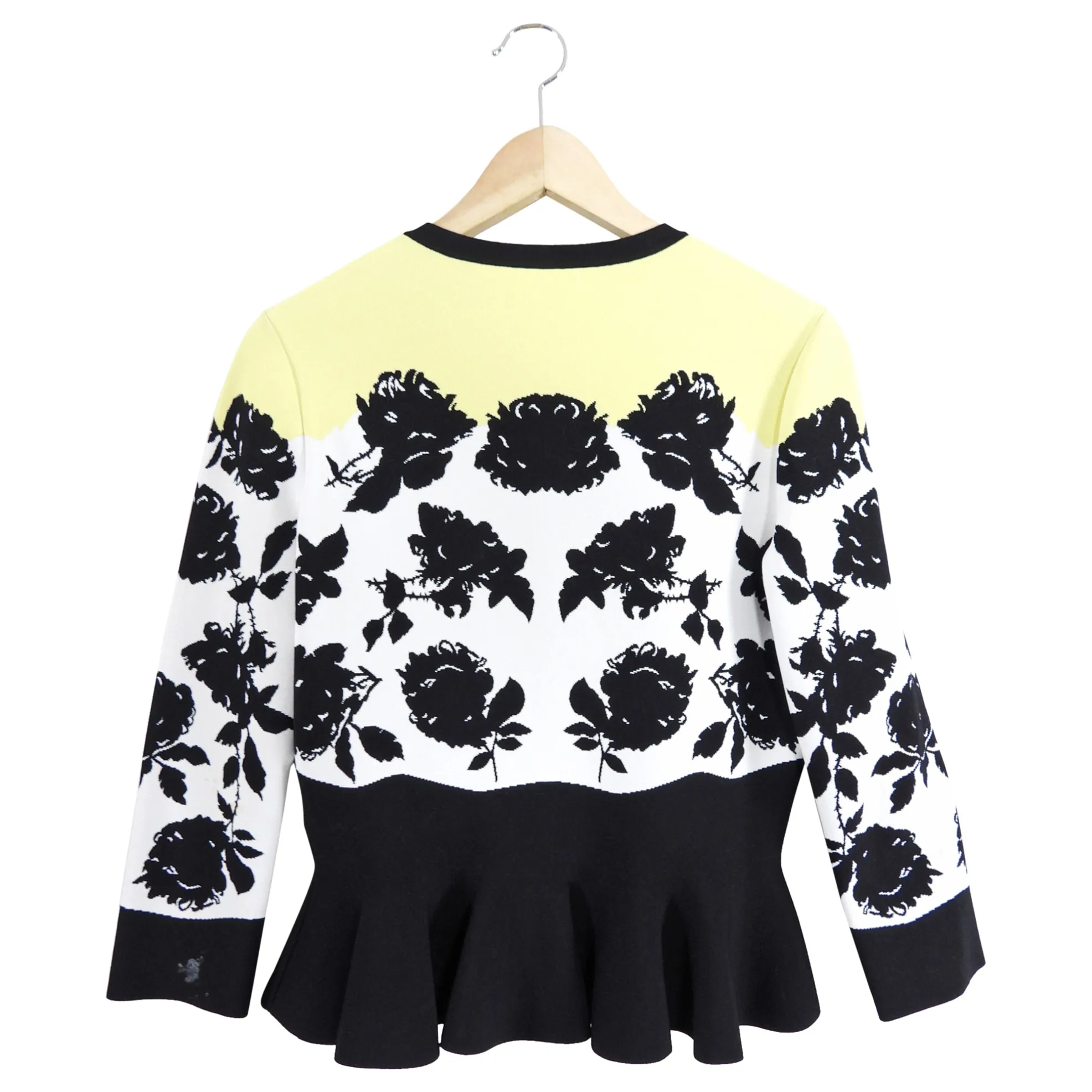 Alexander McQueen Floral Knit Cardigan - Yellow, Black, White - Size M