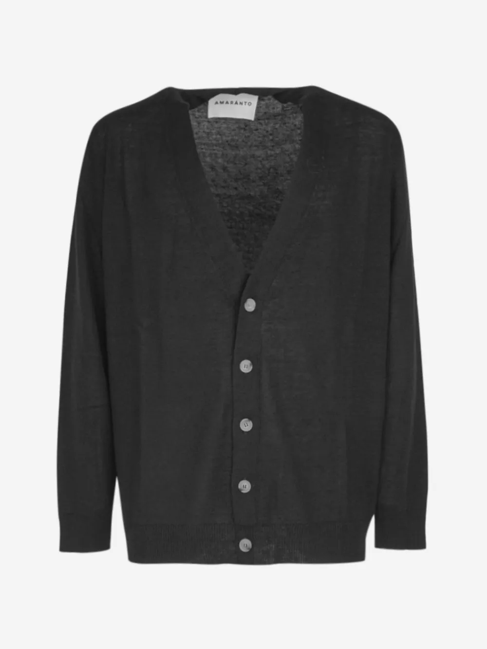 Amaranto - Linen cardigan with ribbed trims