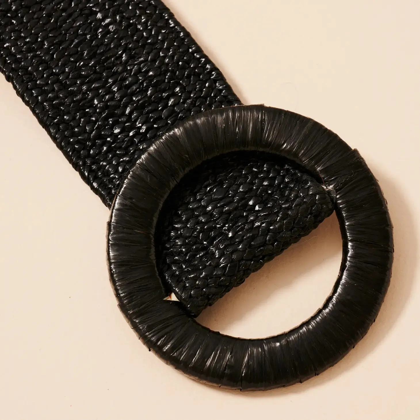 Avie Wide Straw Belt Black - Shop Now!