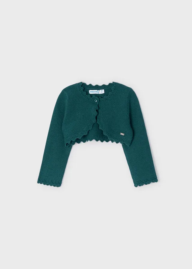 Baby girl knit cardigan - Duck Green