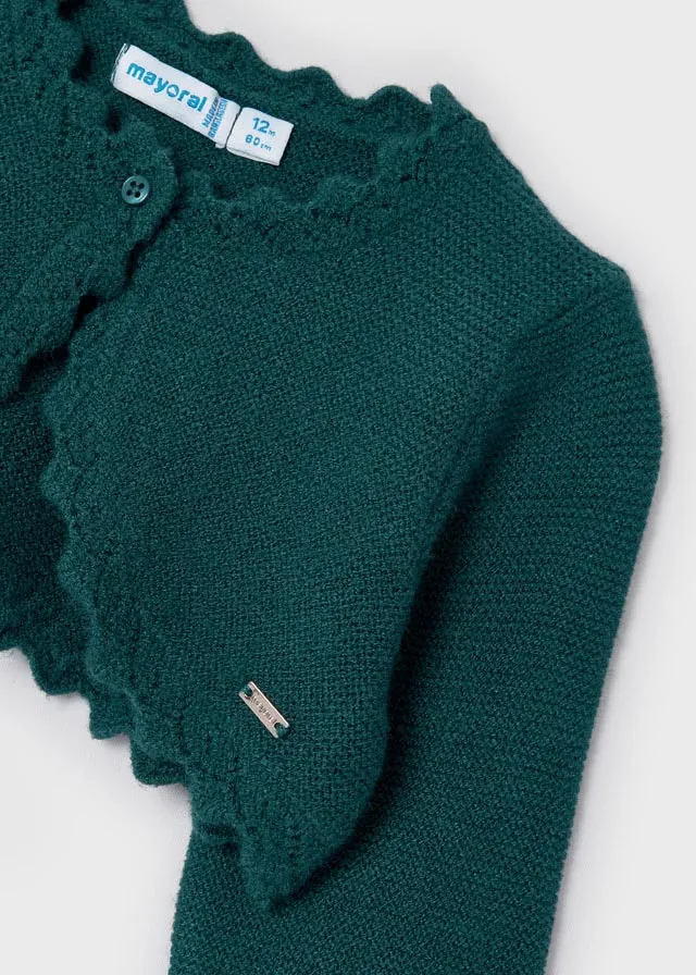 Baby girl knit cardigan - Duck Green