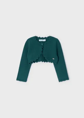 Baby girl knit cardigan - Duck Green