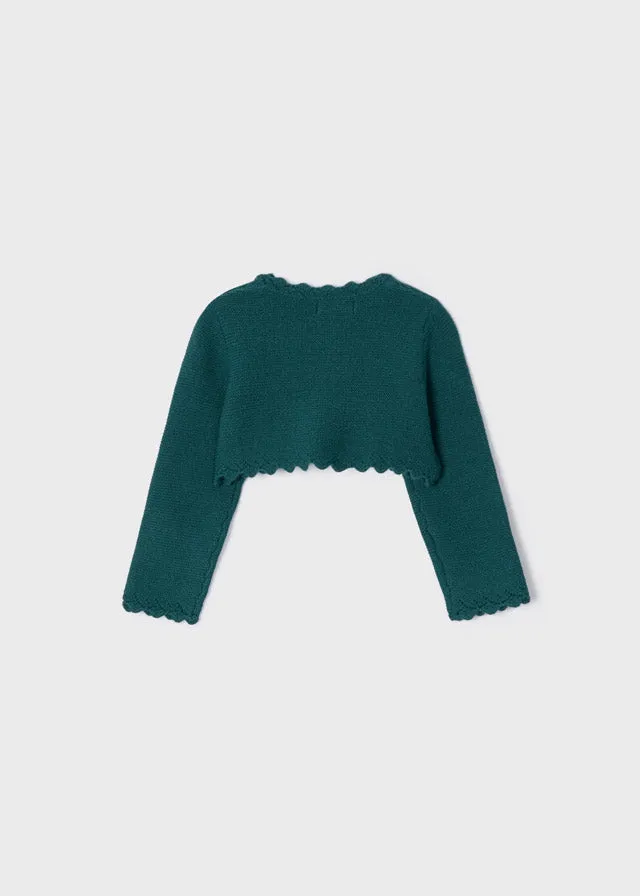 Baby girl knit cardigan - Duck Green