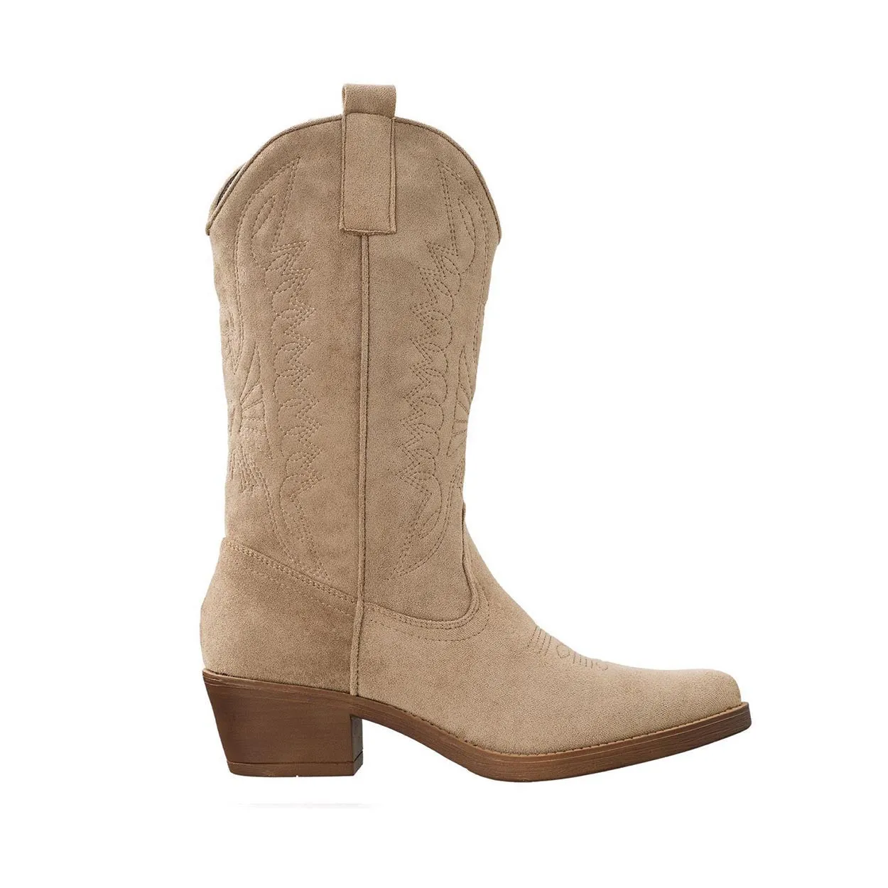 Beige Suede Cowboy Boots