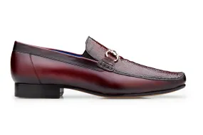 Belvedere Bruno Ostrich Leg and Italian Calf Loafer Dress Shoe - Dark Burgundy - 1026