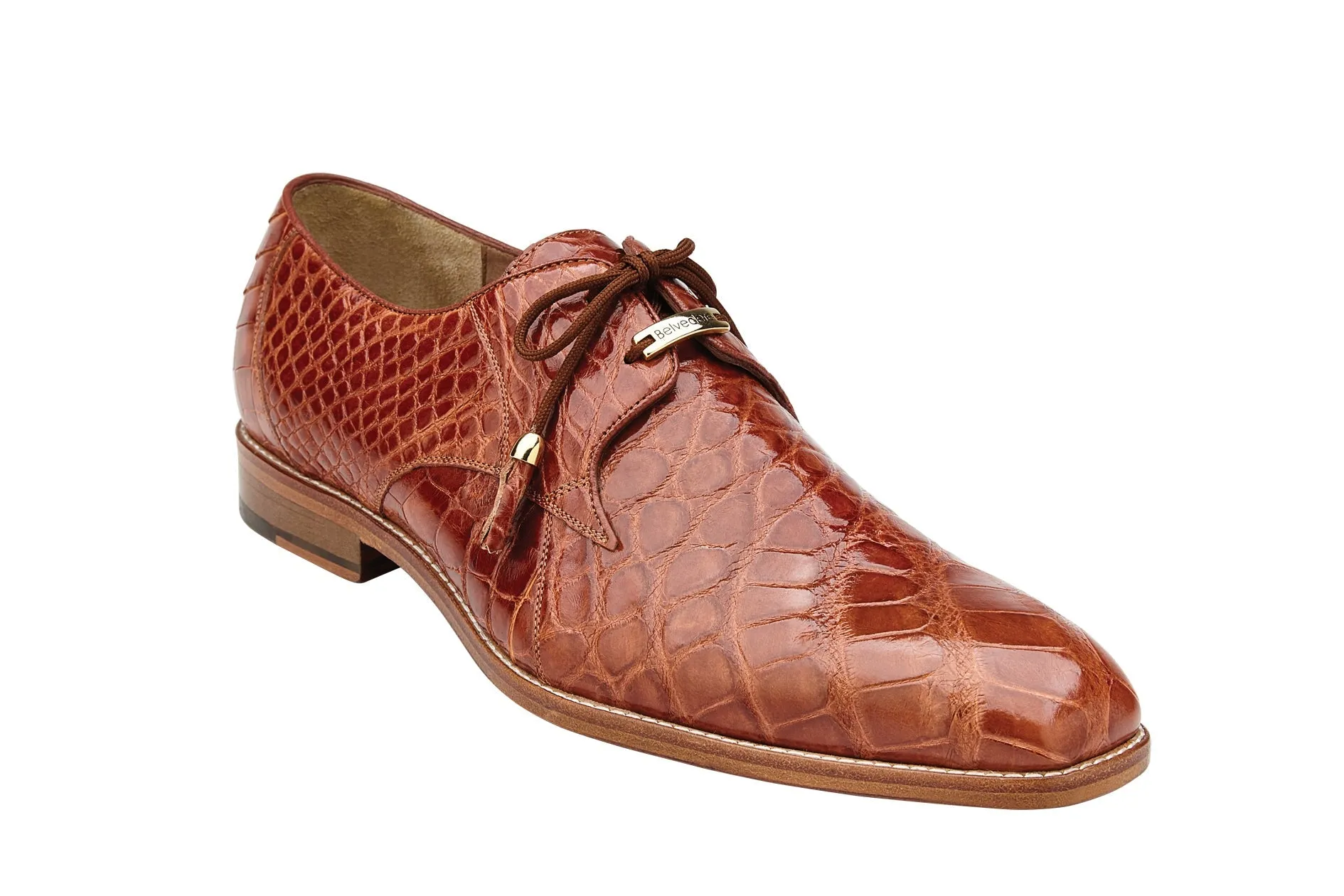 Belvedere Cognac Alligator Dress Shoe, Lago - 14010