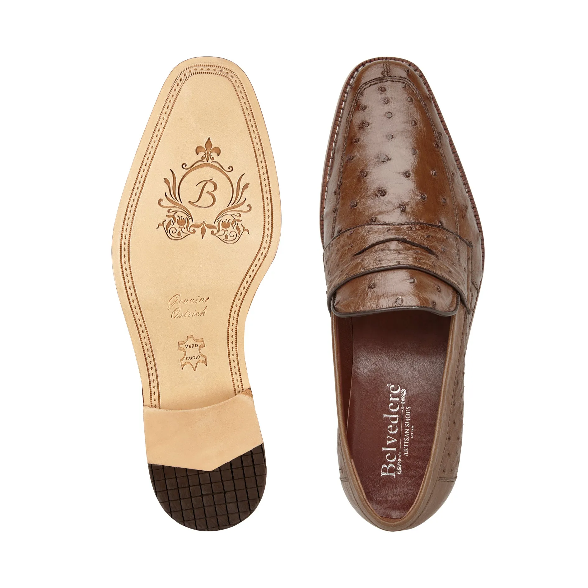 Belvedere Espada Ostrich Dress Shoe - Tabac 02440