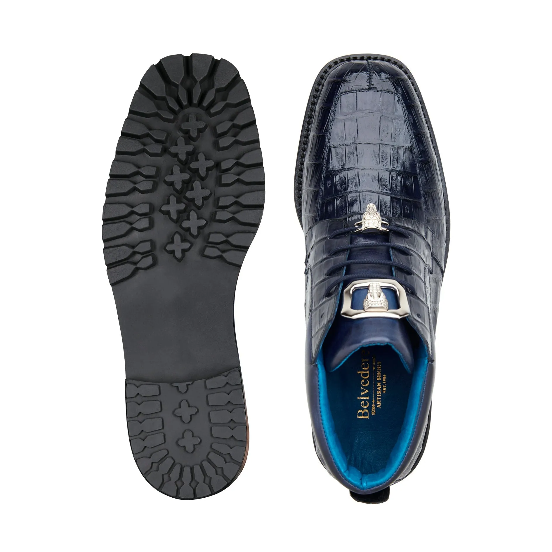 Belvedere Gallardo Navy Caiman Crocodile Dress Shoe U02