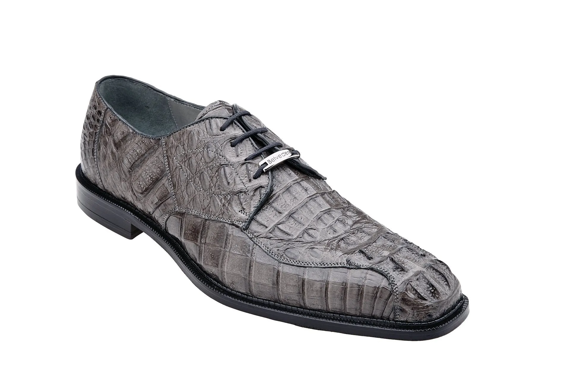 Belvedere Genuine Hornback Crocodile Dress Shoe | Gray | 1465