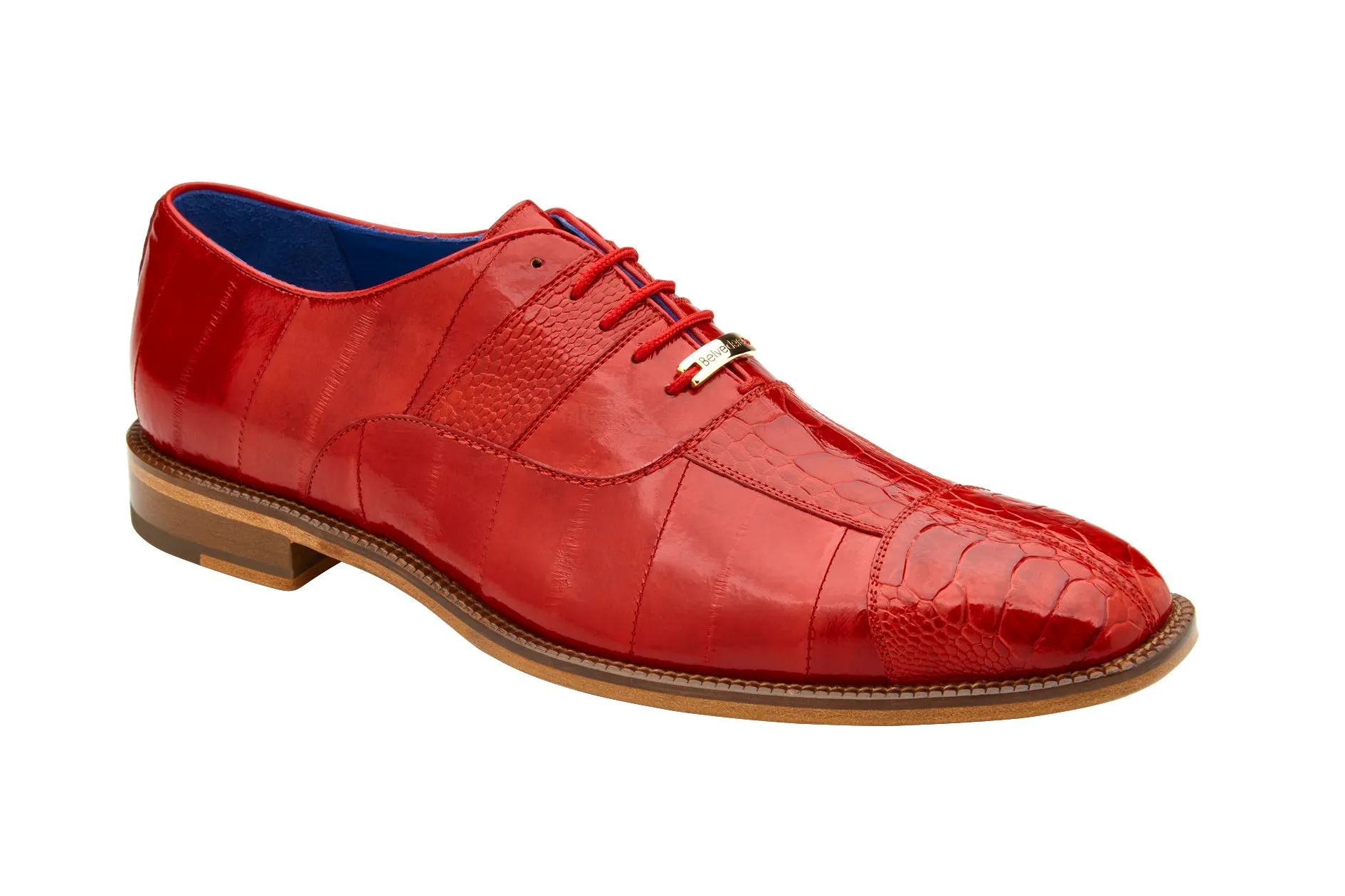 Belvedere Genuine Ostrich and Eel Dress Shoe Antique Red - 2P7