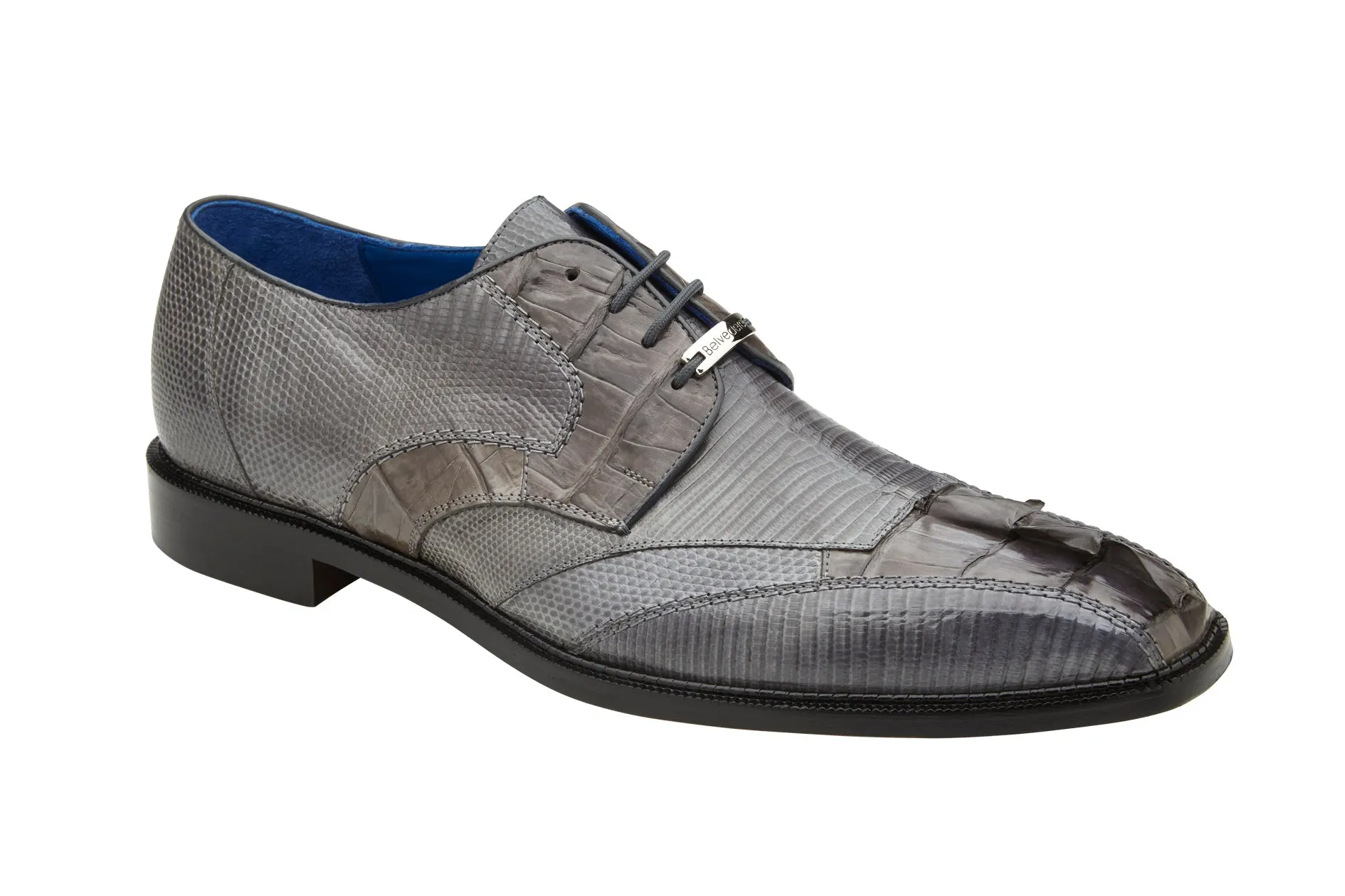 Belvedere Gray Dress Shoe - Valter - 1480 - Genuine Caiman Crocodile and Lizard Material