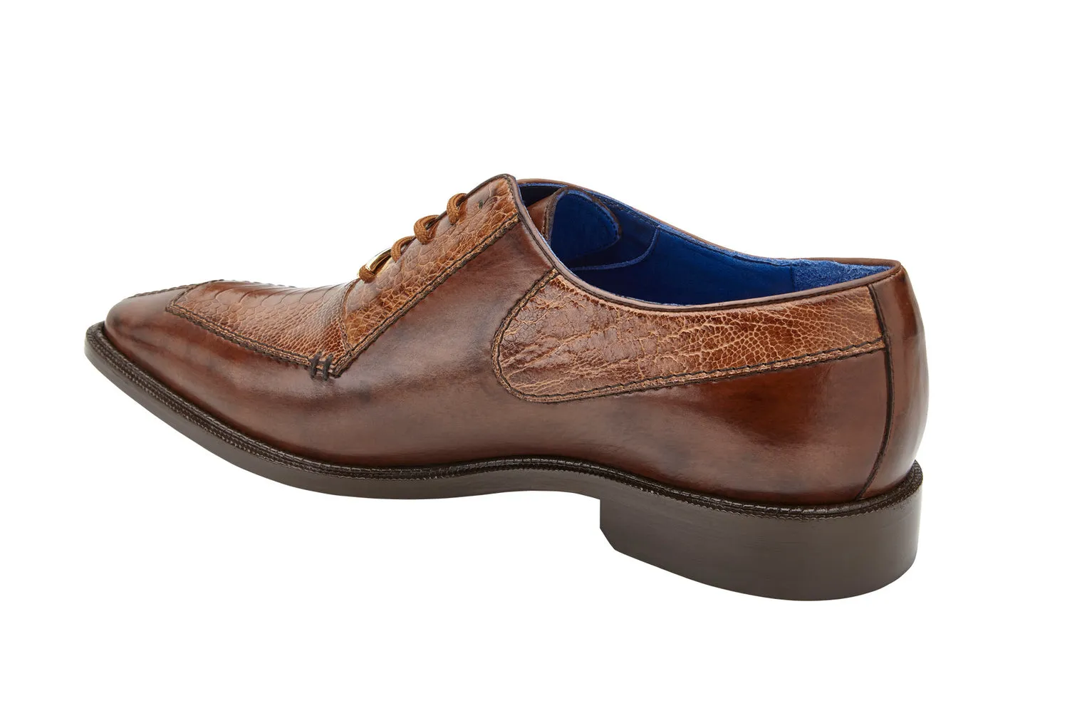 Belvedere Italian Calf and Genuine Ostrich Leg Dress Shoe - Antique Peanut (B13)