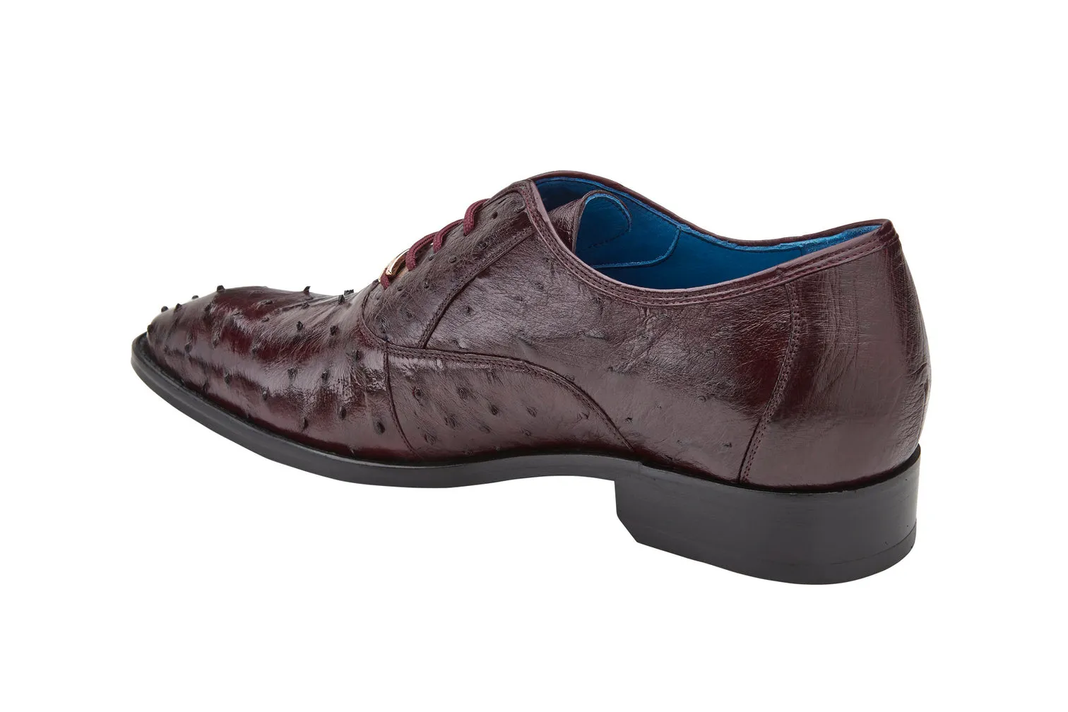 Belvedere Orlando Genuine Ostrich Quill Dress Shoe Antique Dark Burgundy D01.