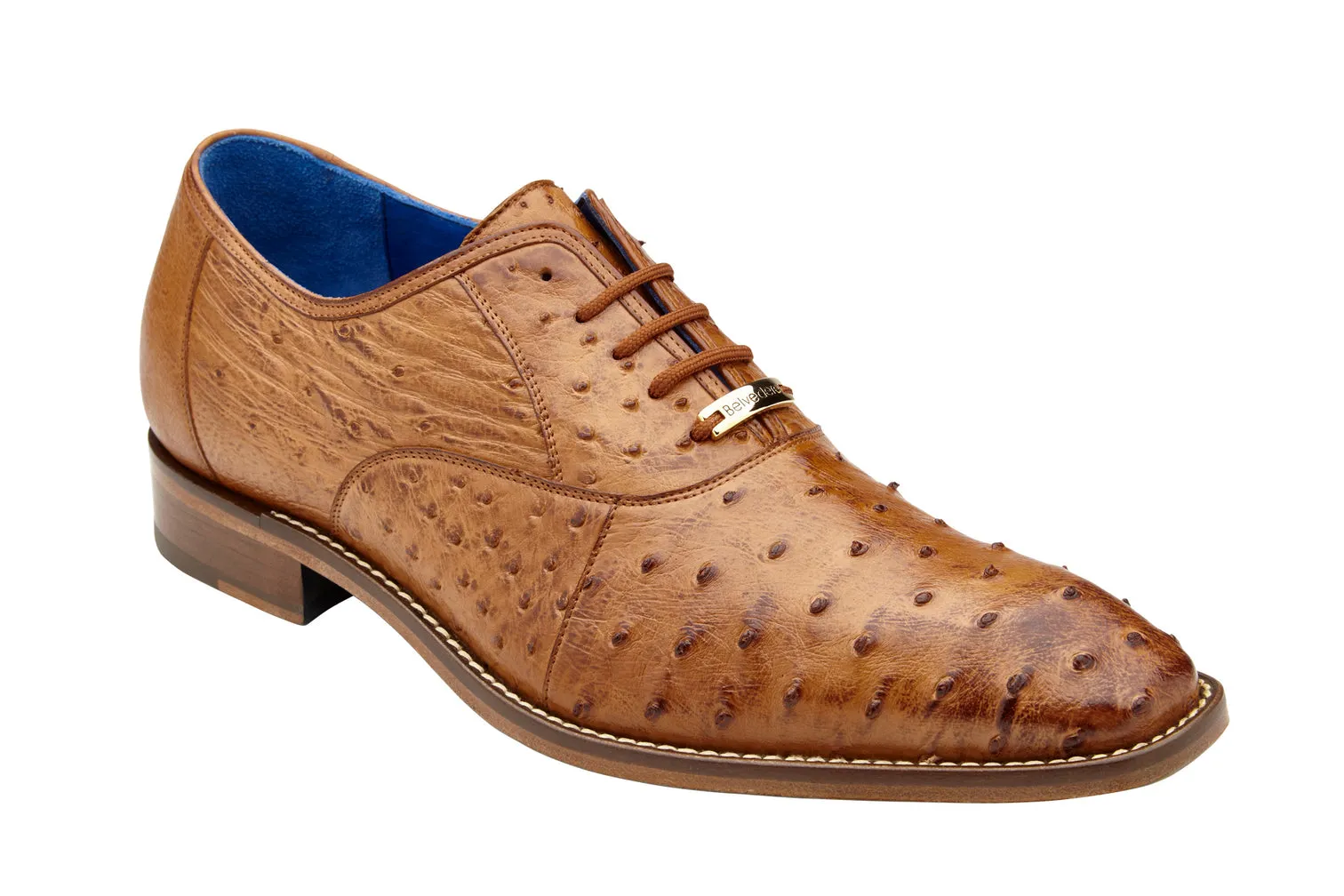 Belvedere Orlando, Ostrich Quill Dress Shoe, Antique Peanut D01