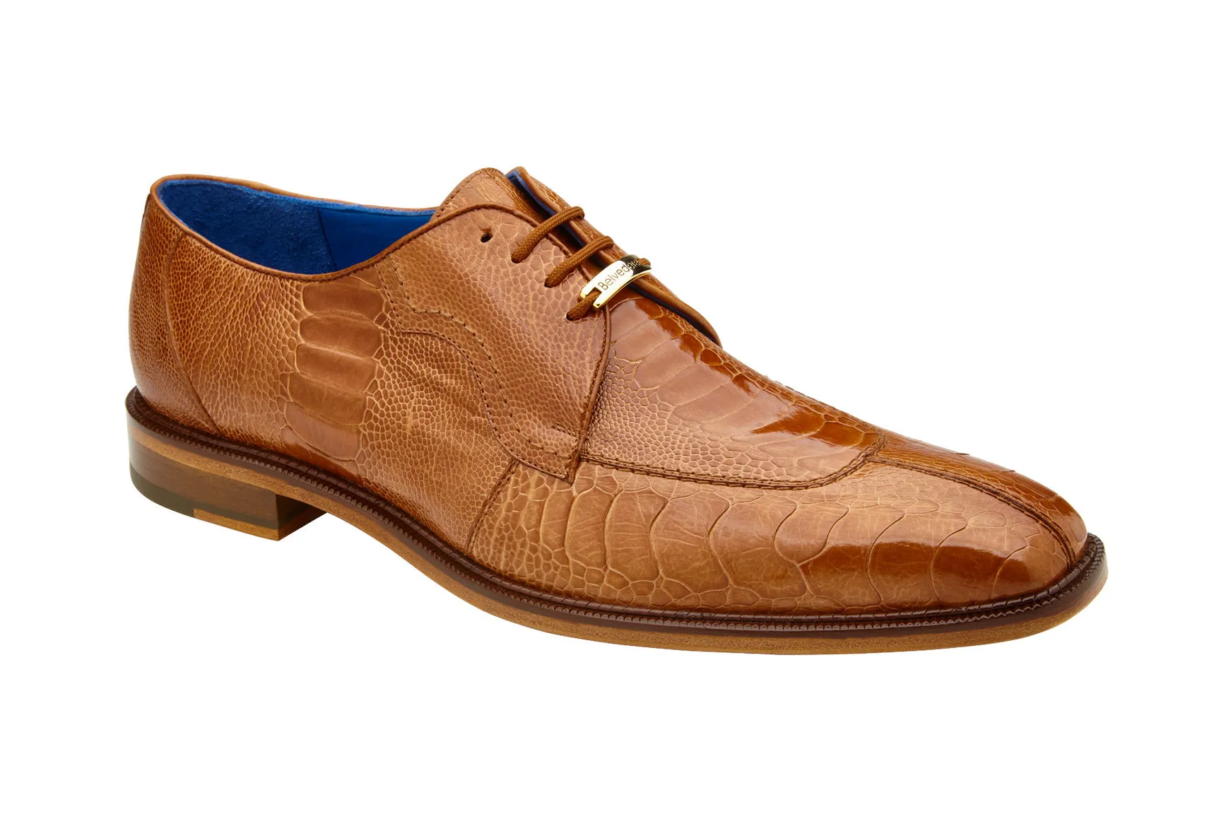 BELVEDERE SIENA Ostrich Oxford Dress Shoe - Burned Amber 1463