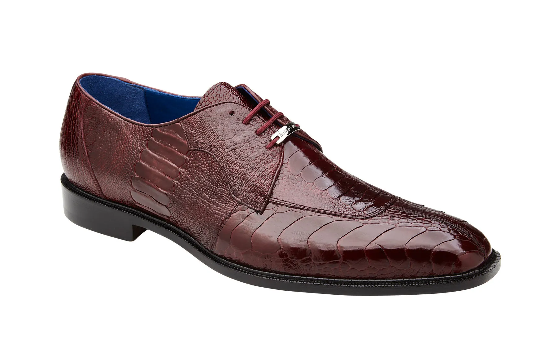 BELVEDERE SIENA Ostrich Oxford Dress Shoe - Dark Burgundy 1463