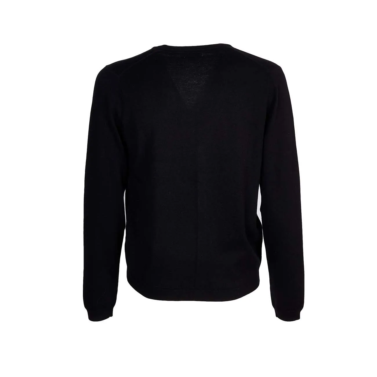 Black men's V-neck wool and cotton cardigan