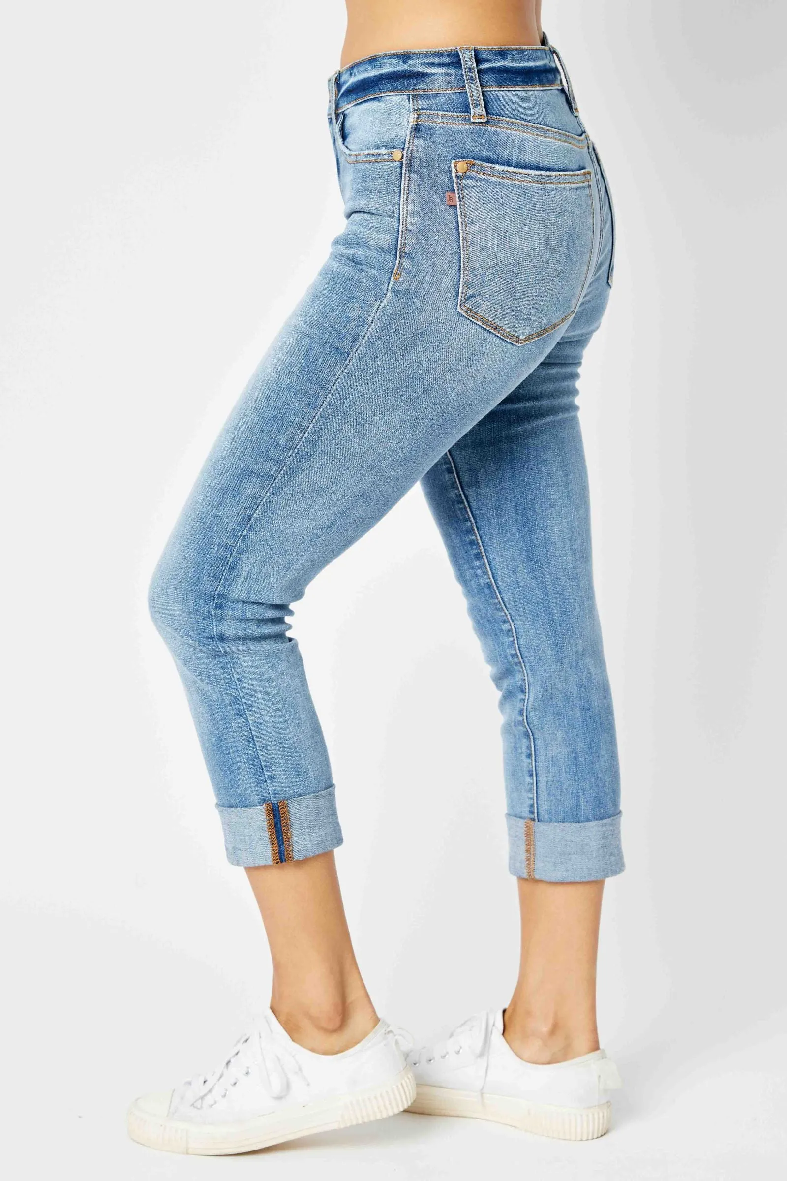 Blue Skinny Capri Cuffed Mid Rise - Judy - Result