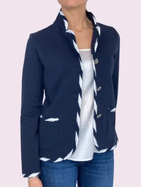 blue women's single-breasted jacket