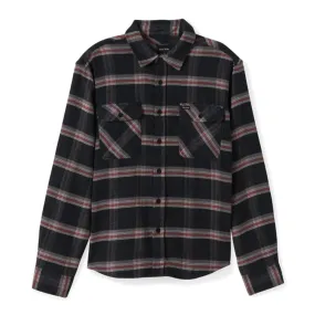 Brixton Bowery Black Charcoal Off White Flannel