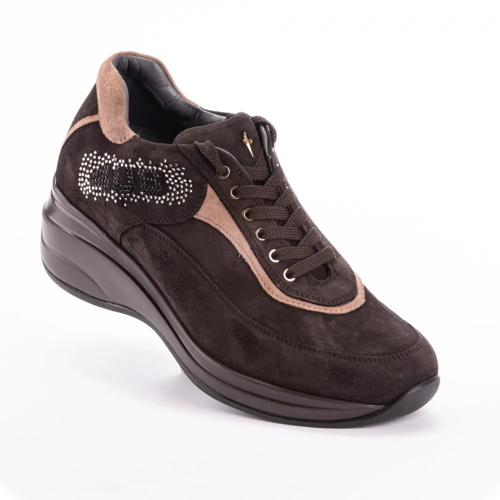 Brown Cesare Paciotti 4us sneakers with side sparkly details.