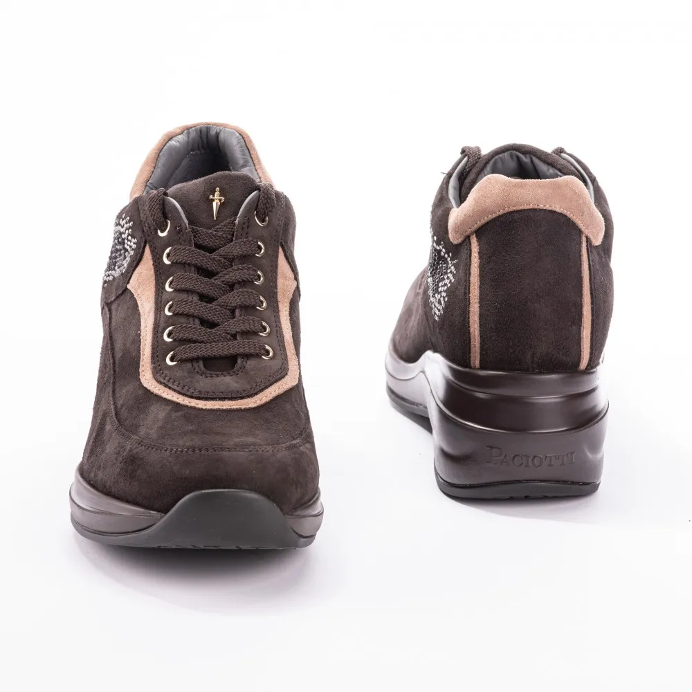 Brown Cesare Paciotti 4us sneakers with side sparkly details.