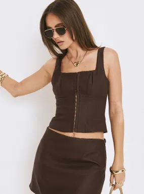 Brown Faux Leather Top - Wait On You