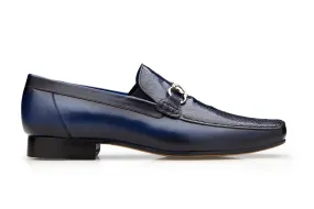 Bruno Belvedere Navy Ostrich Leg and Italian Calf Loafer Dress Shoe 1026 - Genuine Ostrich Leather Shoe