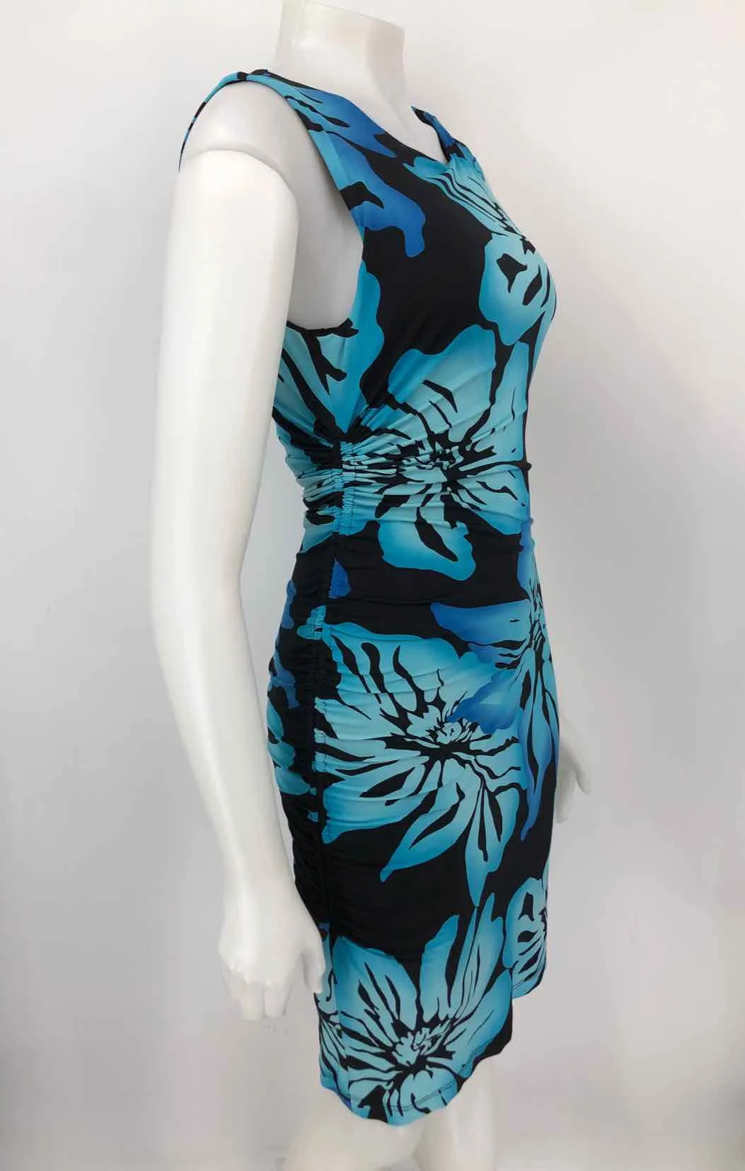 CACHE Blue Black Floral Print Tank Size 6  (S) Dress