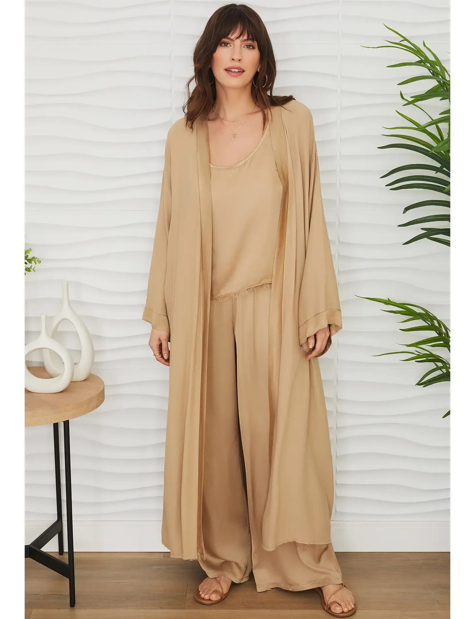 Camel Lightweight Long Cardigan