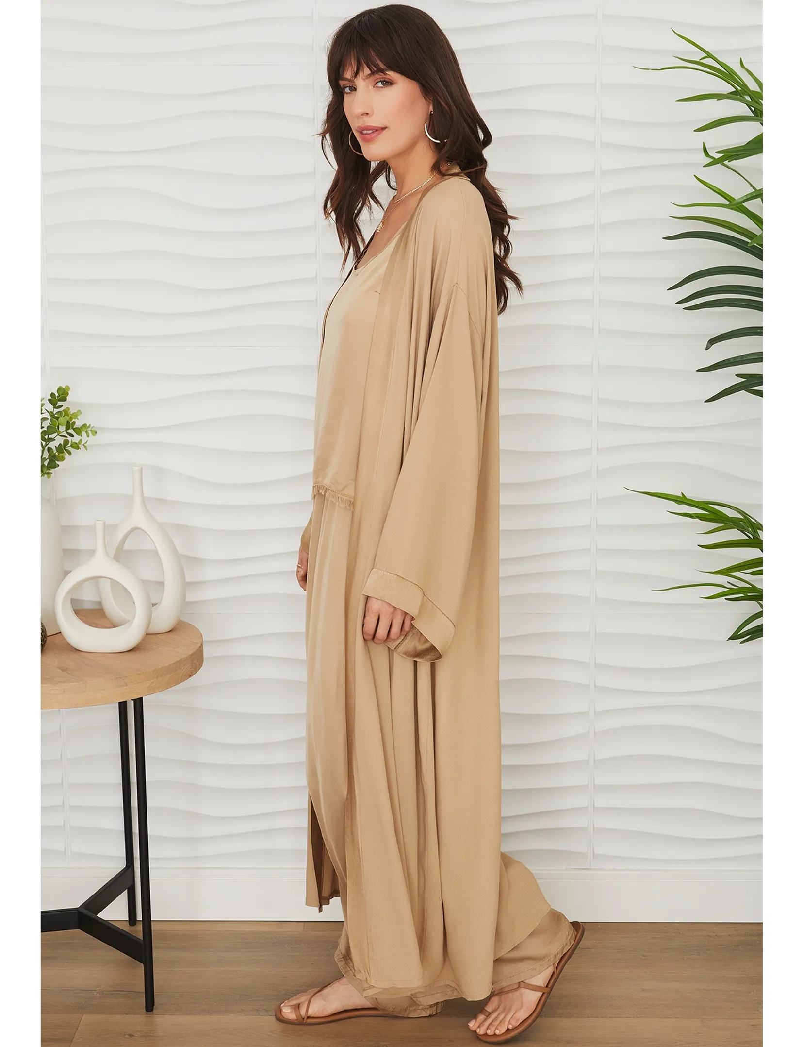 Camel Lightweight Long Cardigan