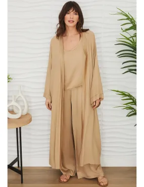 Camel Lightweight Long Cardigan